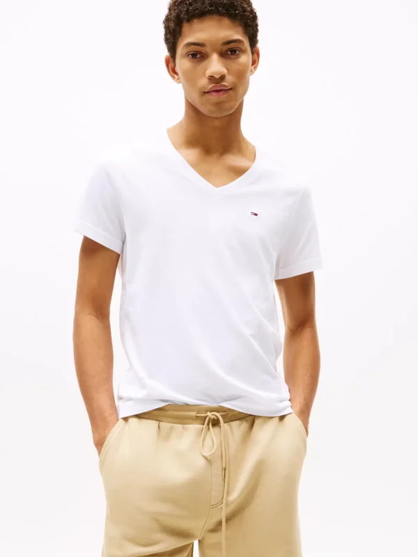Tommy Hilfiger T-Shirt mit V-Ausschnitt CLASSIC WHITE Shop