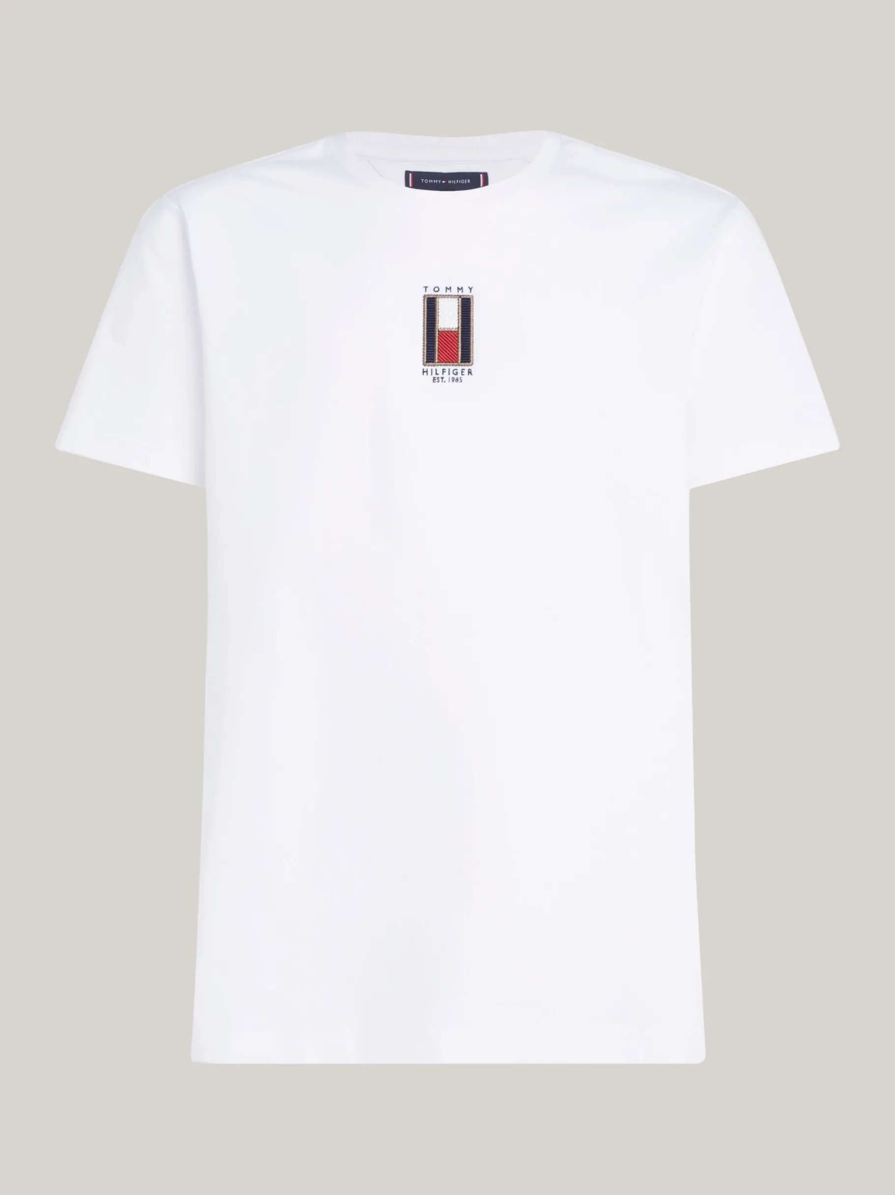 Tommy Hilfiger T-Shirt mit vertikaler Flag-Stickerei WHITE Store