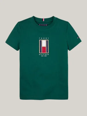 Tommy Hilfiger T-Shirt mit vertikaler Flag ORNAMENTAL GREEN New