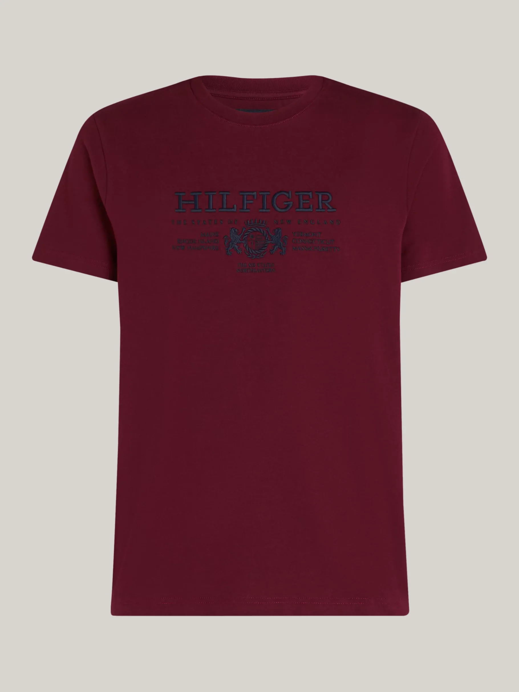 Tommy Hilfiger T-Shirt mit Wappen und aufgesticktem Logo DEEP ROUGE Cheap