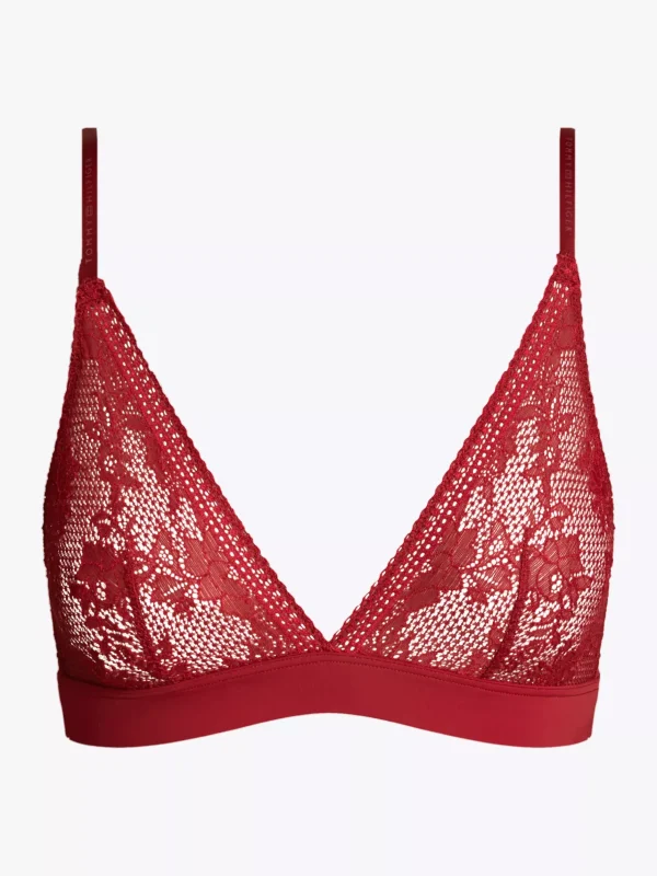 Tommy Hilfiger Ungefütterter Triangel-BH aus Spitze ROUGE Clearance