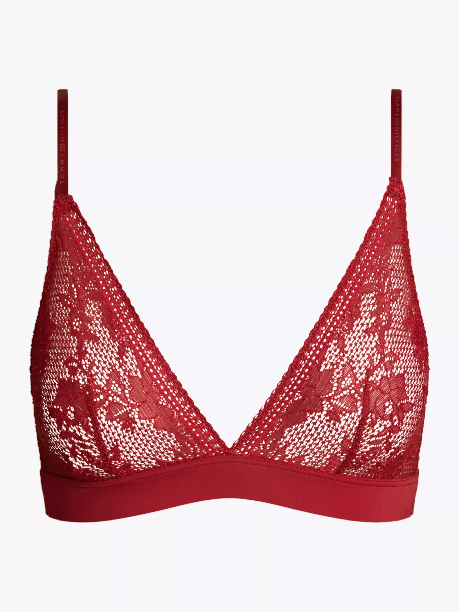 Tommy Hilfiger Ungefütterter Triangel-BH aus Spitze ROUGE Clearance