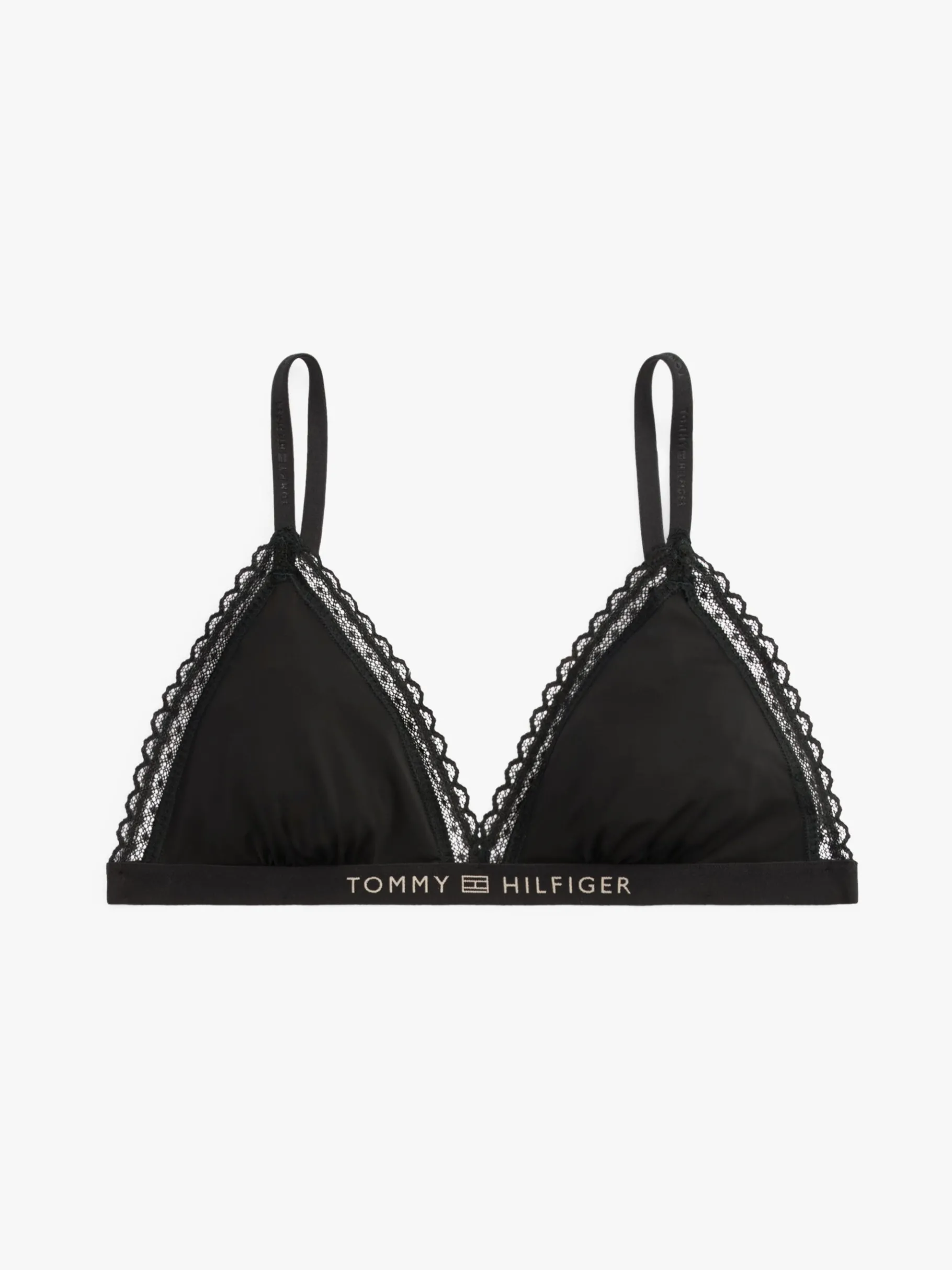 Tommy Hilfiger Ungefütterter Triangel-BH mit Spitze BLACK Outlet