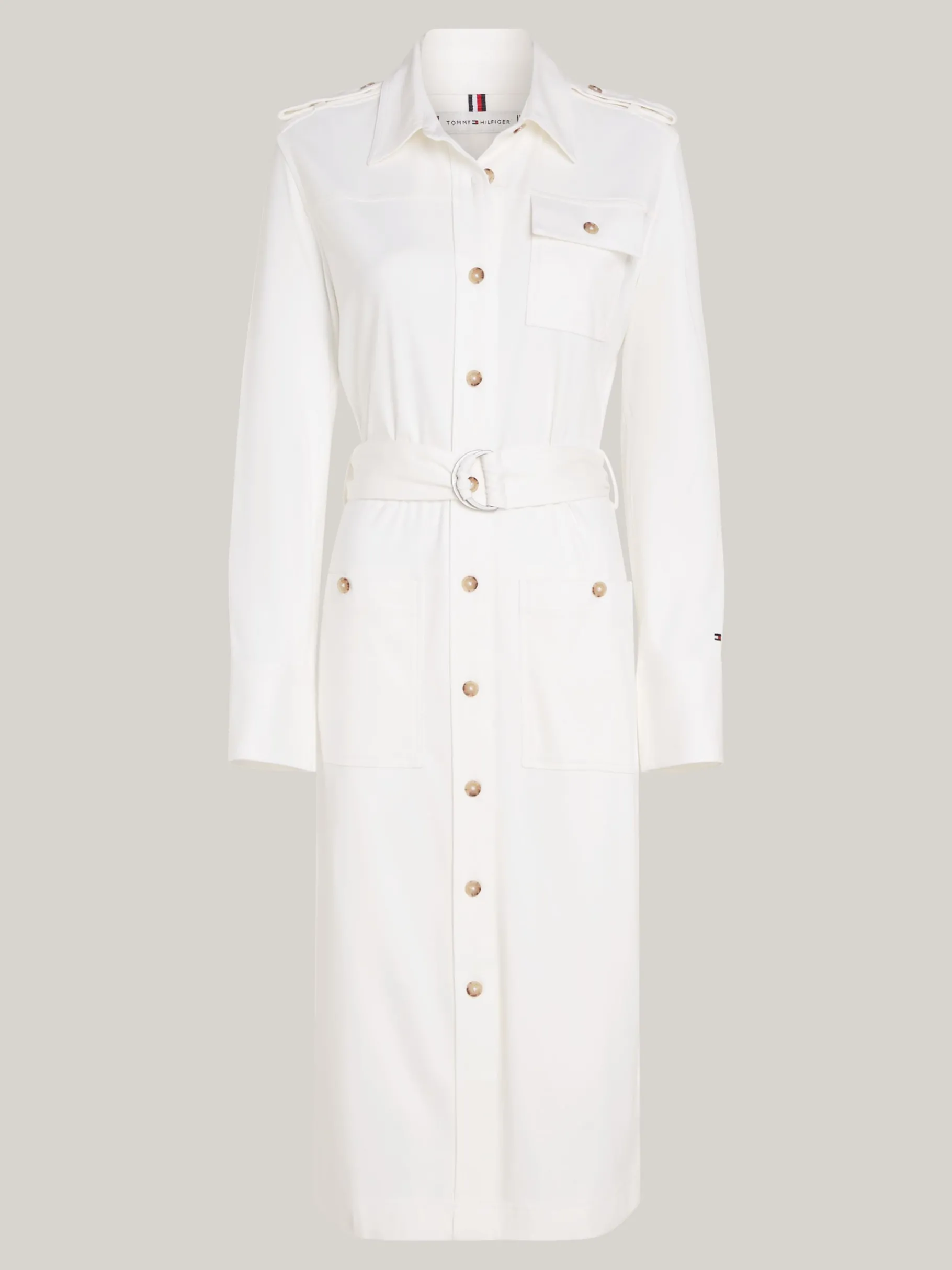 Tommy Hilfiger Utility-Hemdkleid in Midi-Länge ANCIENT WHITE New