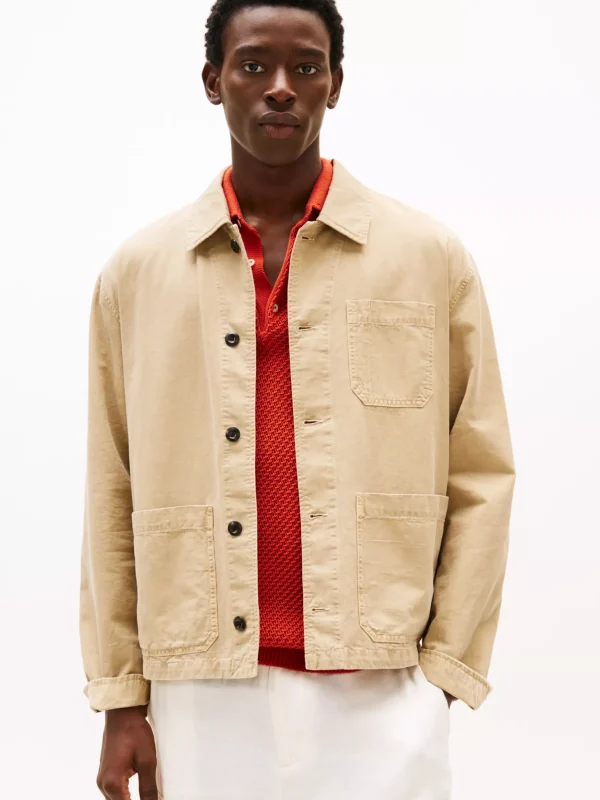 Tommy Hilfiger Utility-Jacke mit Leinen SANDALWOOD Cheap