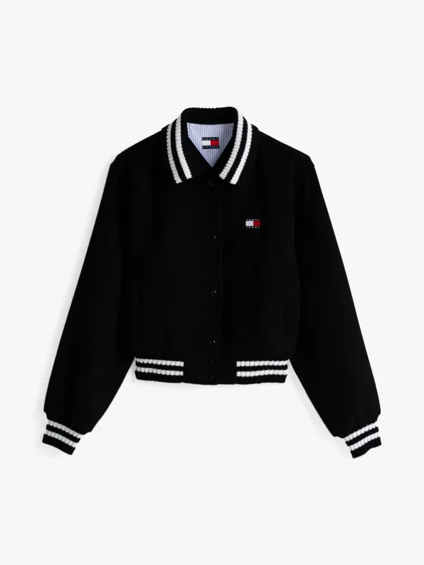 Tommy Hilfiger Varsity Cropped Fit Bomberjacke BLACK Hot