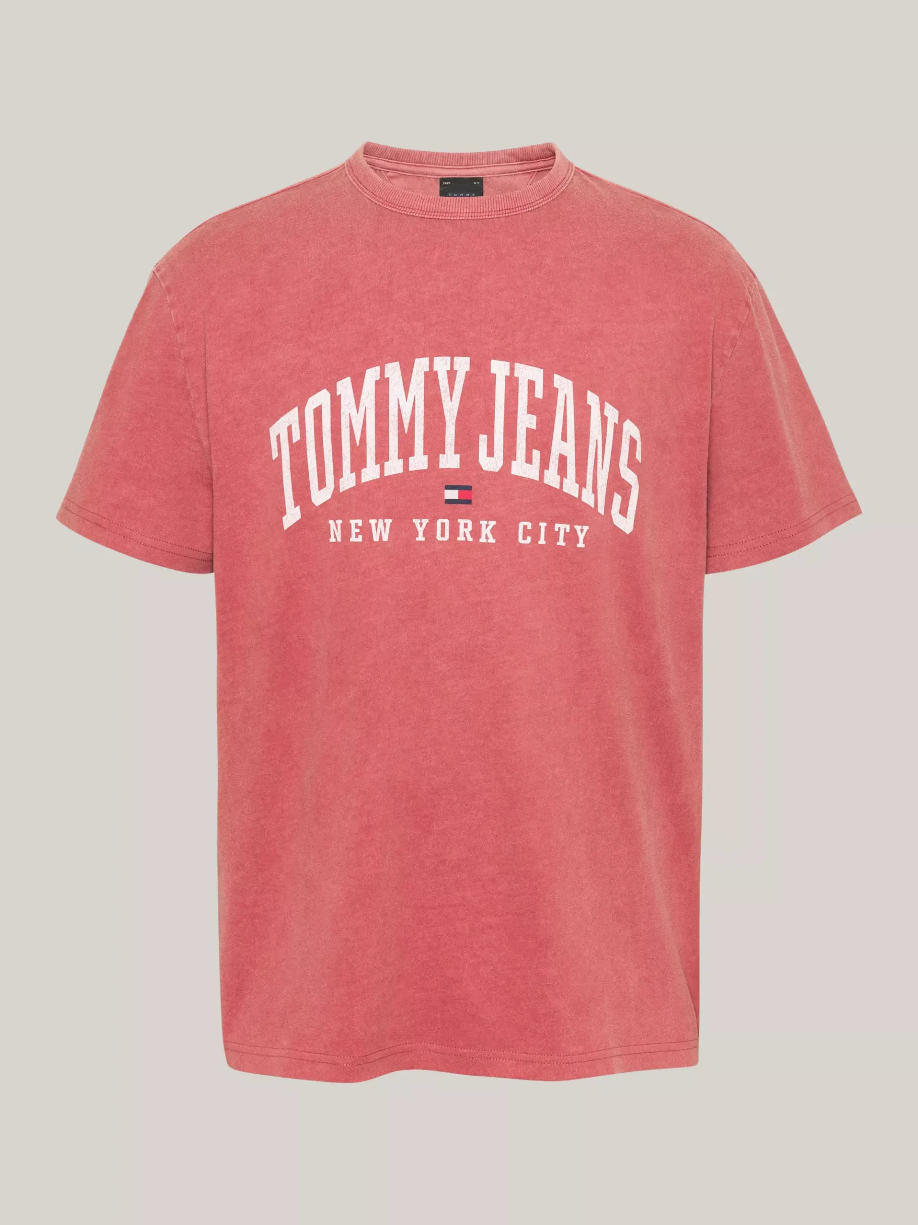 Tommy Hilfiger Varsity Logo-T-Shirt mit verwaschenem Finish REGATTA RED Hot