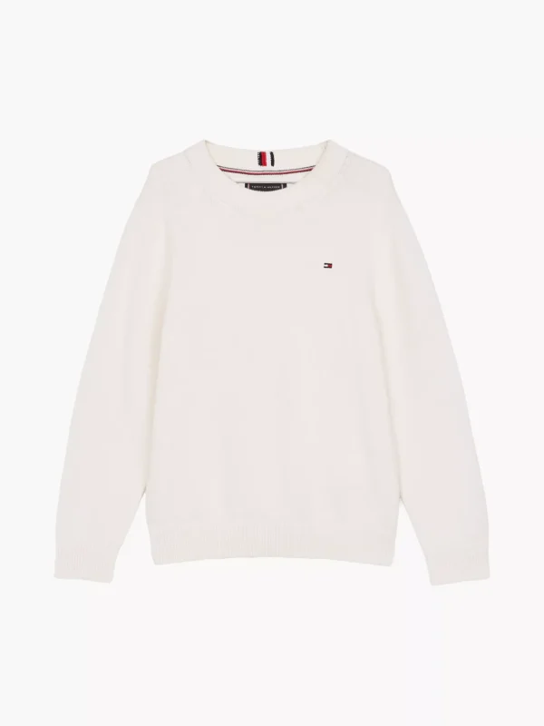 Tommy Hilfiger Varsity Pullover mit Ellenbogen-Patches IVORY PETAL Fashion