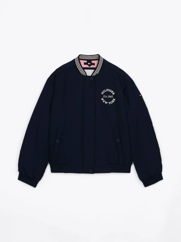 Tommy Hilfiger Varsity-Bomberjacke aus Satin DARK NIGHT NAVY Outlet