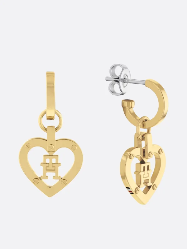 Tommy Hilfiger Verete Ohrringe mit TH-Monogramm-Herz GOLD Best Sale