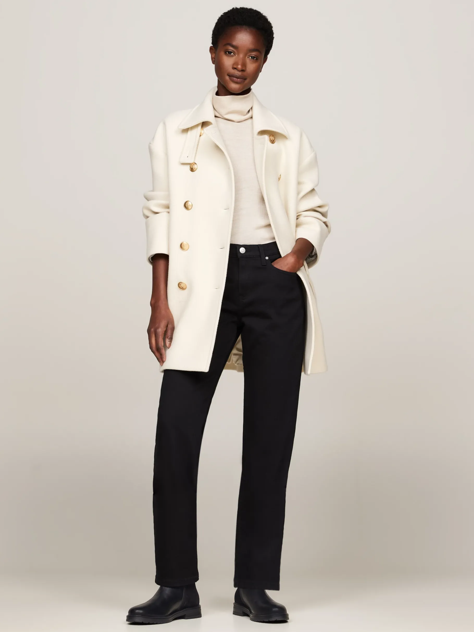 Tommy Hilfiger Verschieden strukturierte Leder-Stiefelette BLACK New