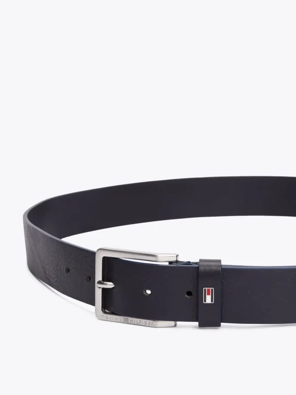 Tommy Hilfiger Verstellbarer Ledergürtel mit eckiger Schnalle SPACE BLUE Flash Sale