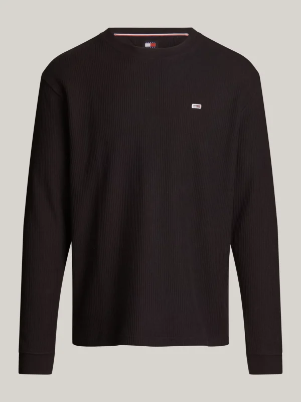 Tommy Hilfiger Waffelstrick-Langarmshirt BLACK Sale