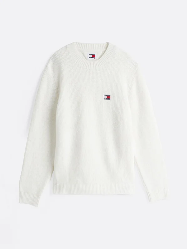 Tommy Hilfiger Waffelstrick-Pullover mit Wolle ANCIENT WHITE MELANGE New