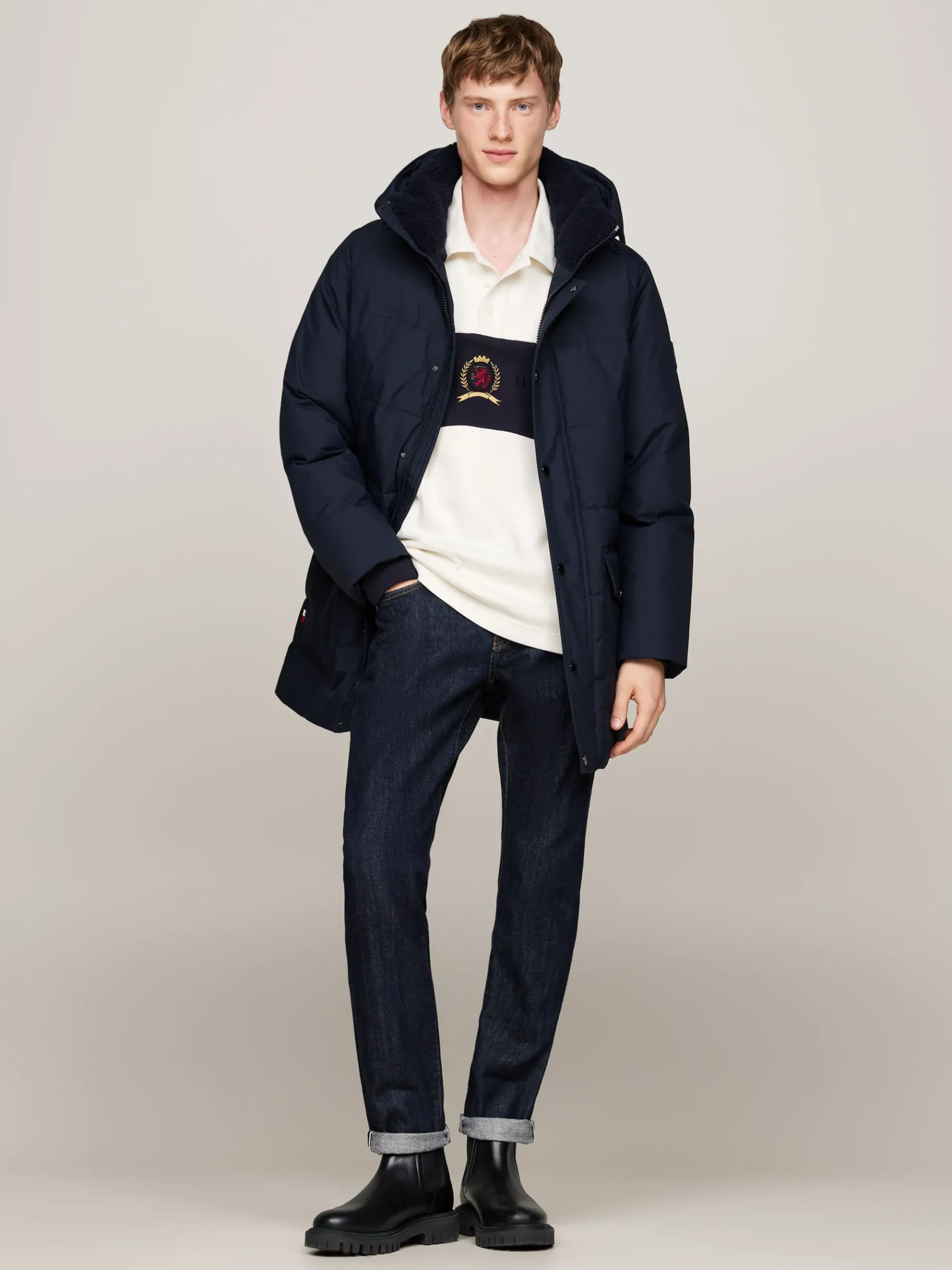 Tommy Hilfiger Warm gefütterter Chelsea-Boot aus Lackleder BLACK Clearance