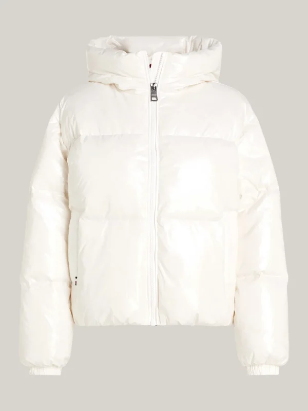 Tommy Hilfiger Wasserabweisende glänzende Daunenjacke ANCIENT WHITE New