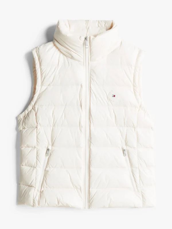 Tommy Hilfiger Wasserabweisende Hochglanz-Daunenweste IVORY PETAL Cheap