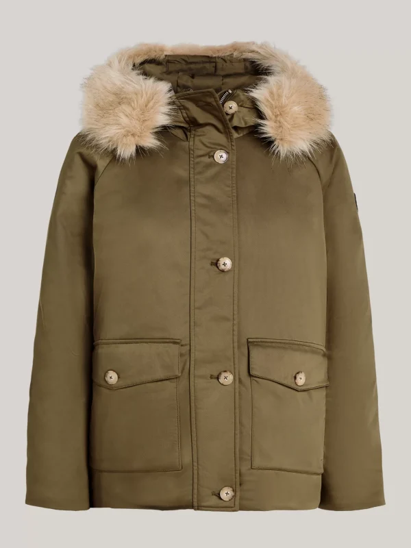 Tommy Hilfiger Wasserabweisender wattierter Parka mit Kapuze ARMY GREEN Shop