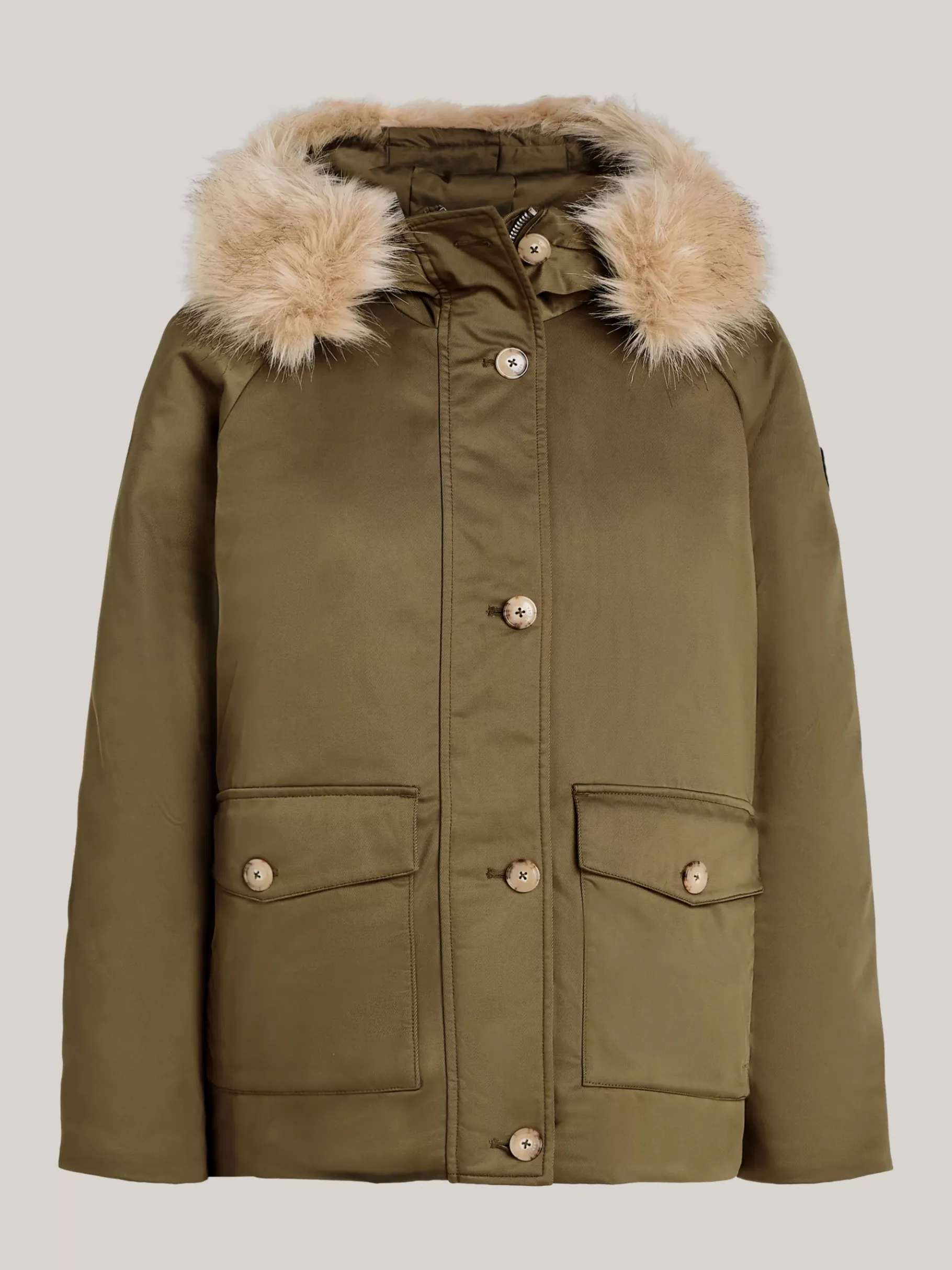 Tommy Hilfiger Wasserabweisender wattierter Parka mit Kapuze ARMY GREEN Shop