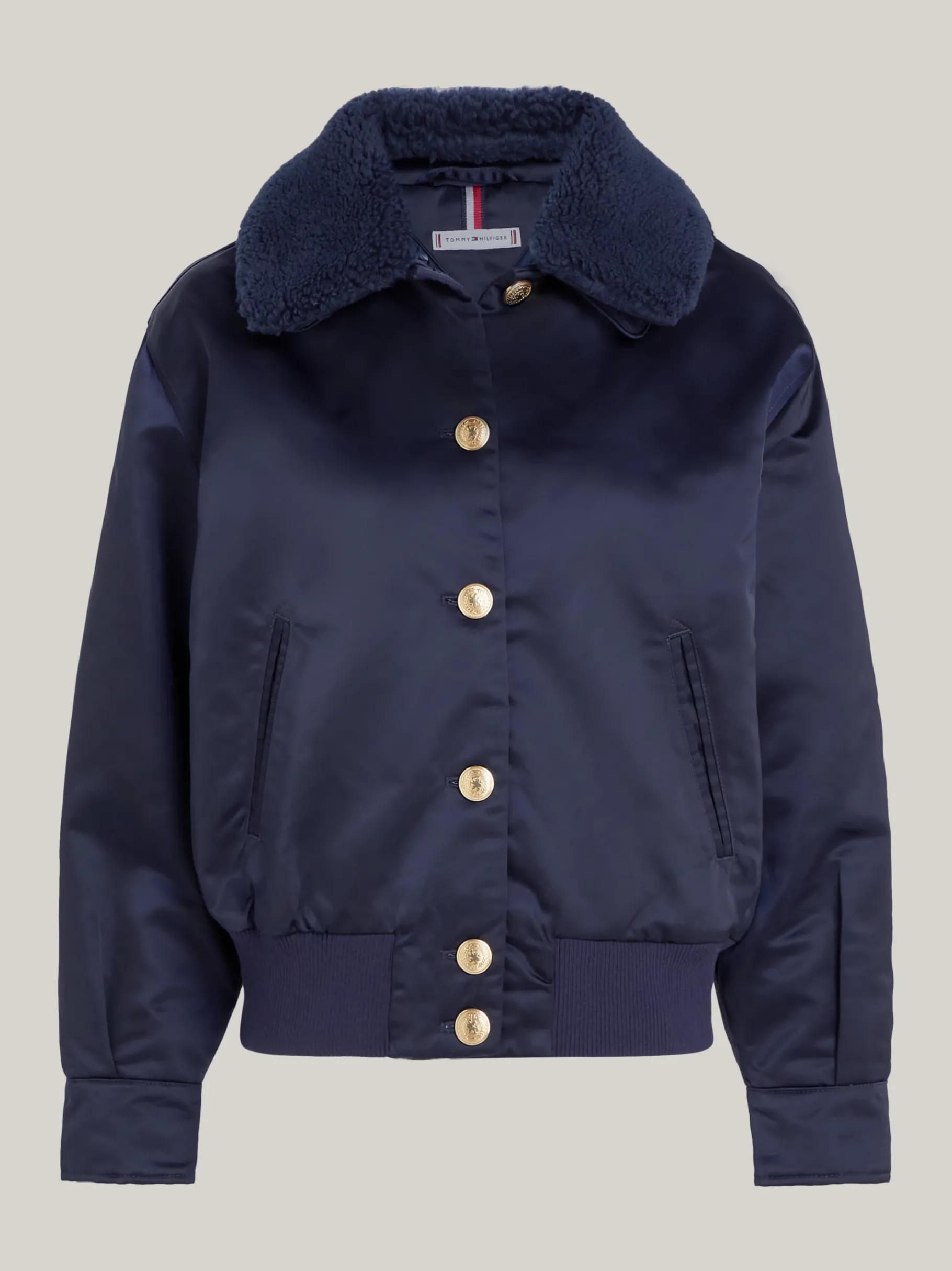 Tommy Hilfiger Wattierte Relaxed Fit Satin-Jacke DESERT SKY Online