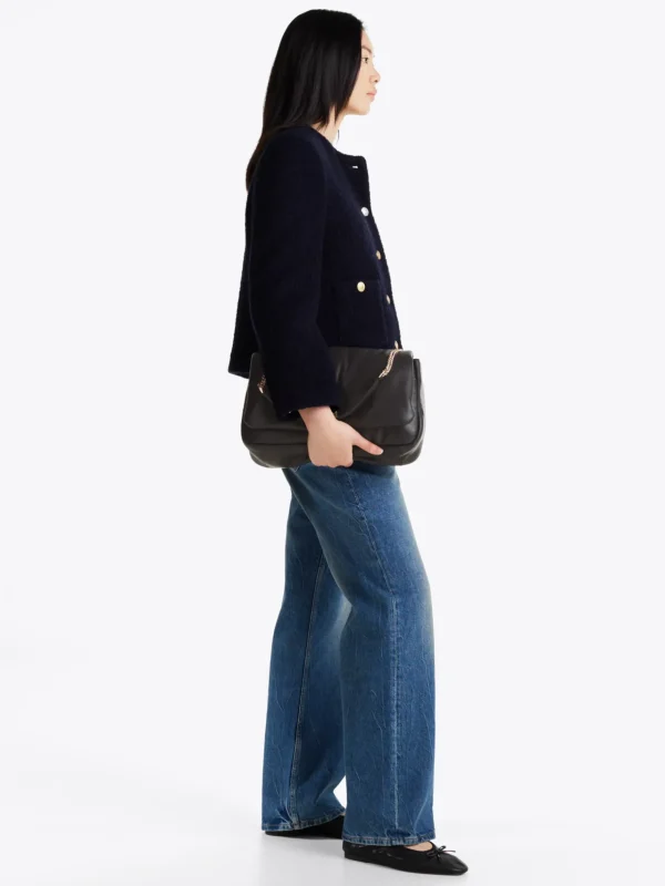 Tommy Hilfiger Weiche Leder-Schultertasche mit Drehverschluss BLACK Sale