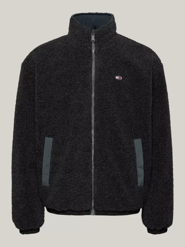 Tommy Hilfiger Wendejacke aus Teddy-Fleece mit verstaubarer Kapuze BLACK MULTI New