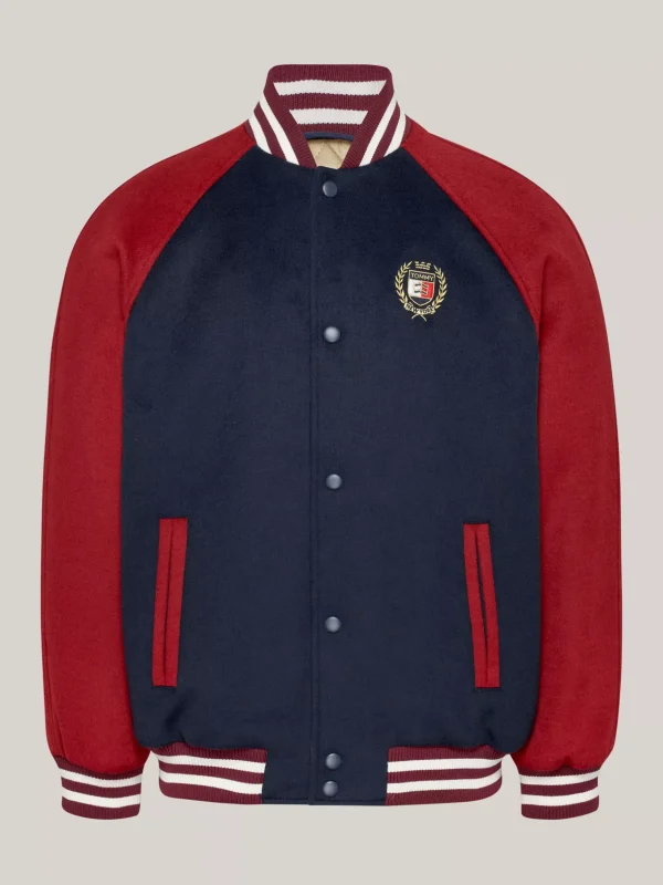 Tommy Hilfiger Wollmix-Bomberjacke mit Stickerei DARK NIGHT NAVY / REGATTA RED Clearance