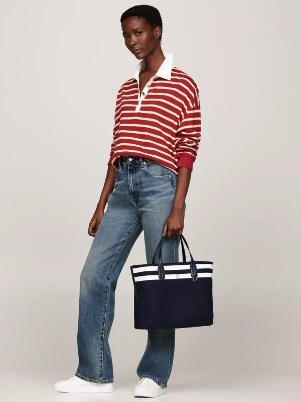 Tommy Hilfiger Wollmix-Satchel mit TH-Monogramm SPACE BLUE Online