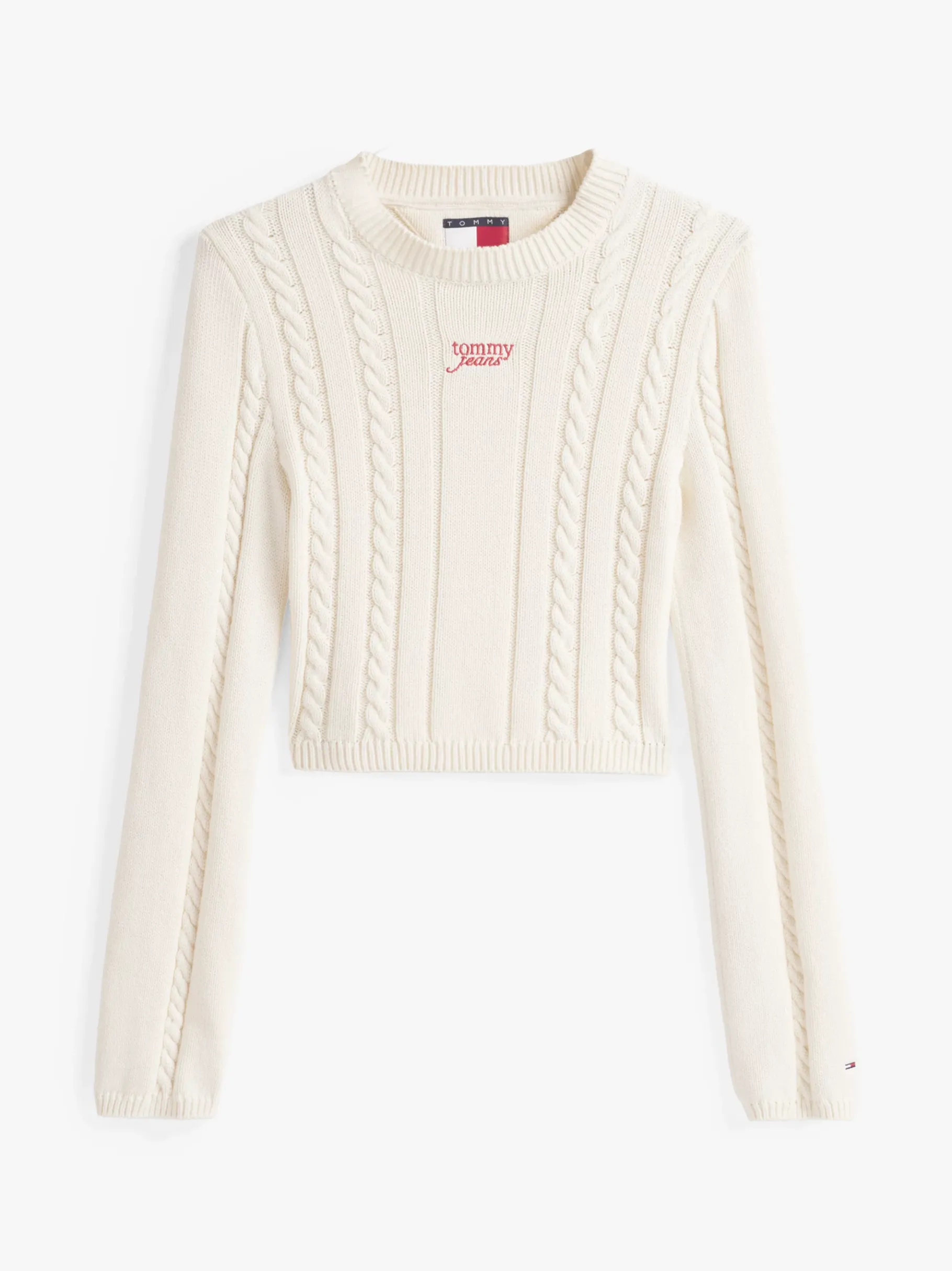 Tommy Hilfiger Zopfmuster-Pullover mit Mock Neck ANCIENT WHITE Cheap