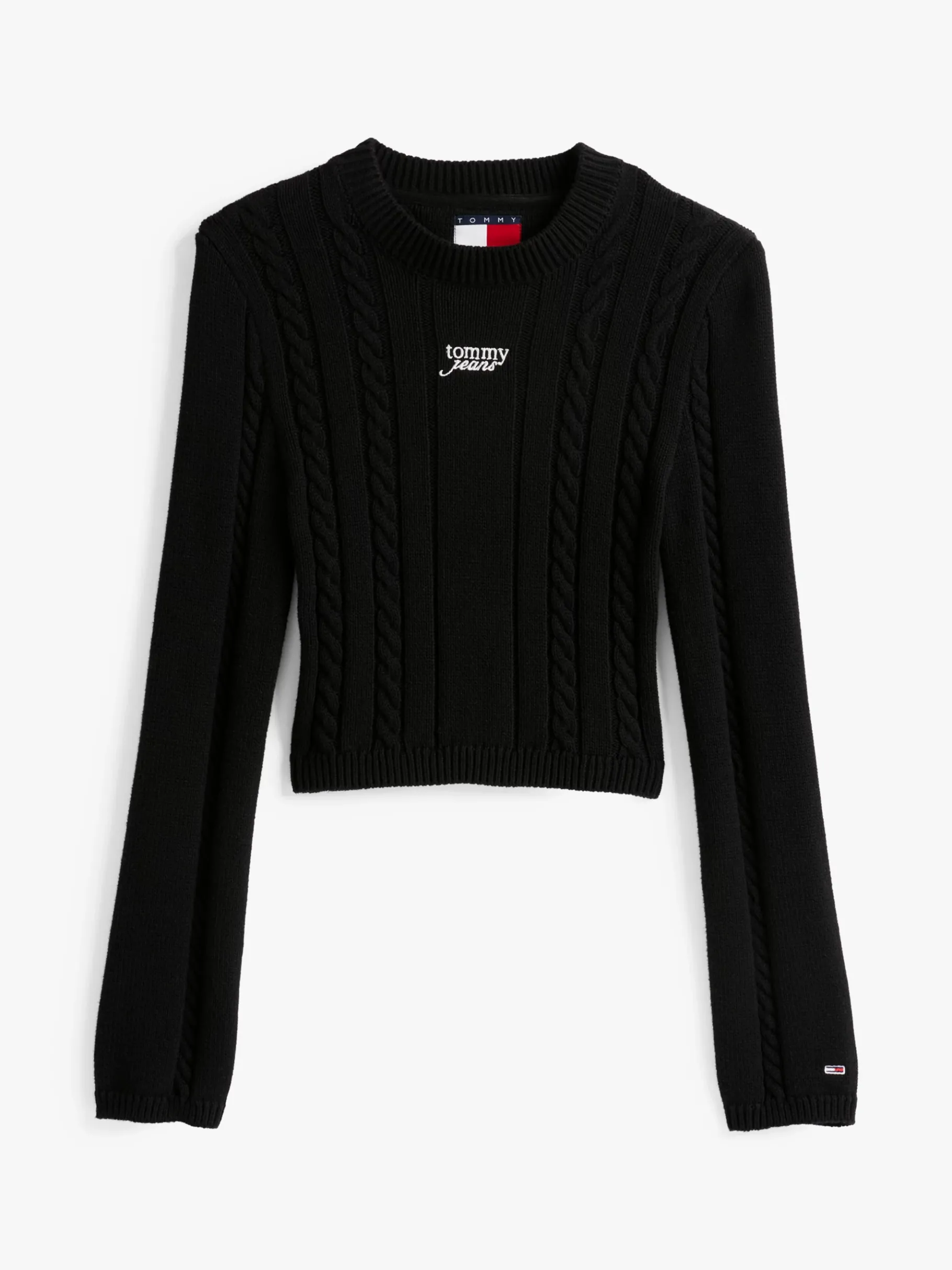 Tommy Hilfiger Zopfmuster-Pullover mit Mock Neck BLACK Clearance