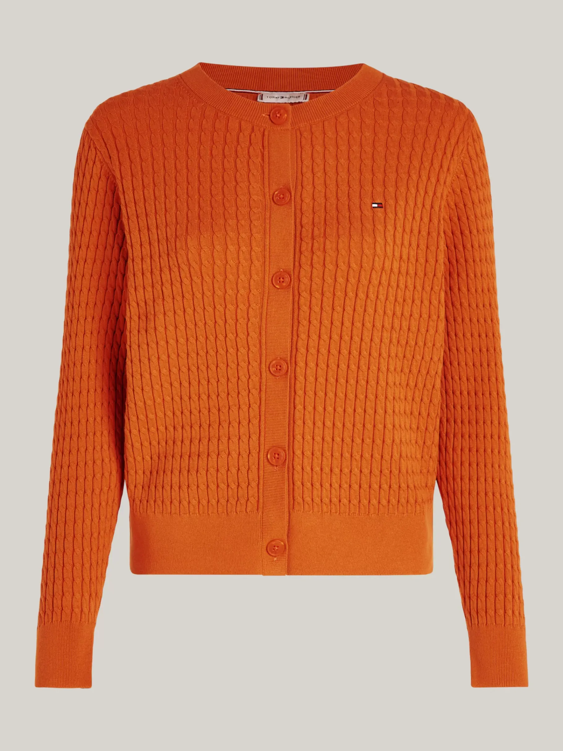 Tommy Hilfiger Zopfstrick-Cardigan mit Rundhalsausschnitt AUTUMN ORANGE Hot