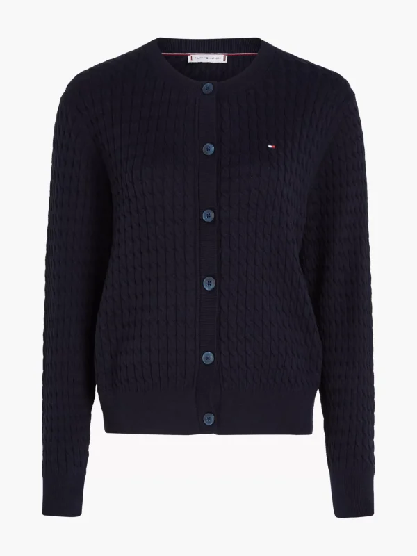 Tommy Hilfiger Zopfstrick-Cardigan mit Rundhalsausschnitt DESERT SKY Hot