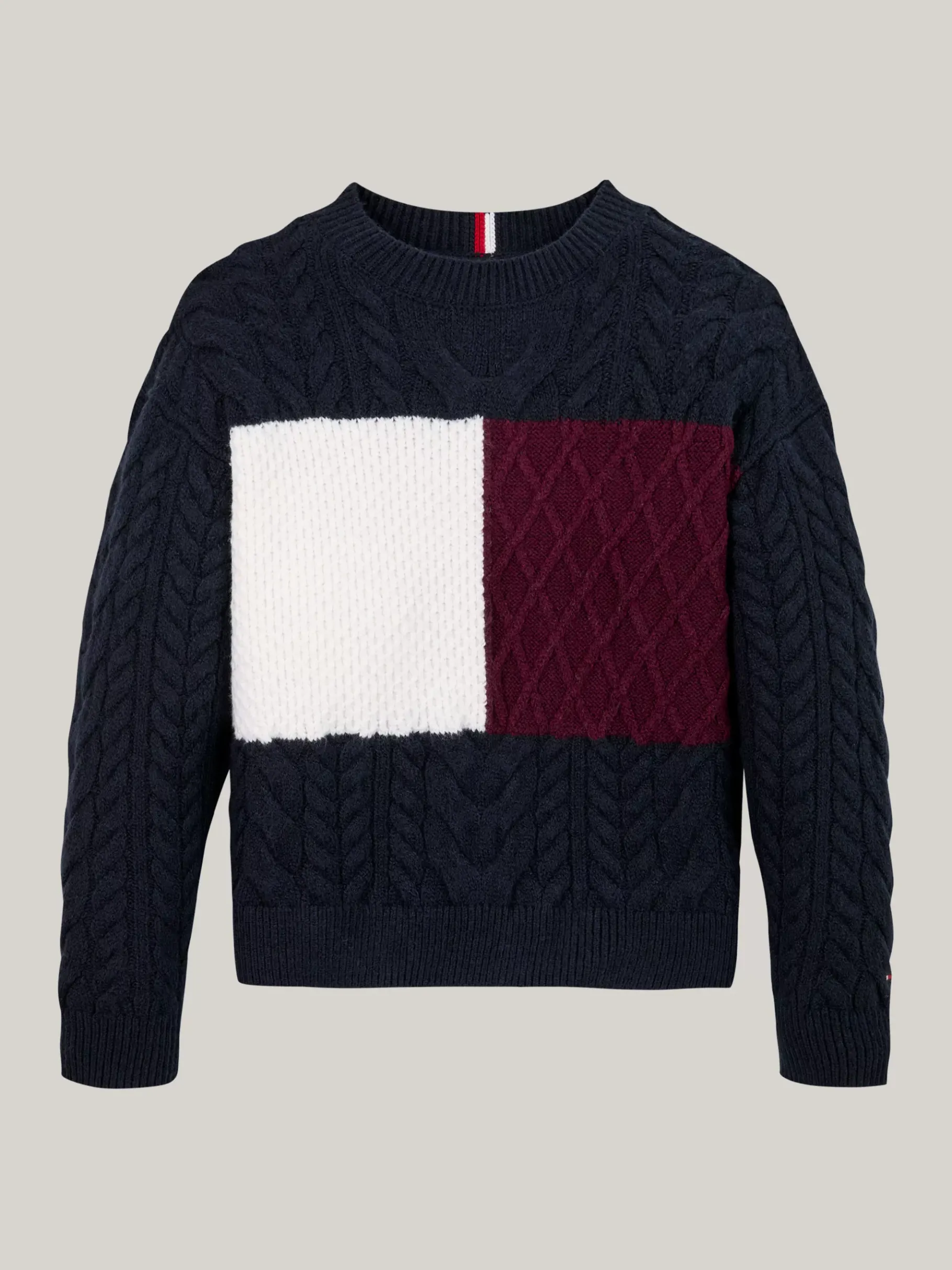 Tommy Hilfiger Zopfstrick-Pullover mit Color Block-Design DESERT SKY Best