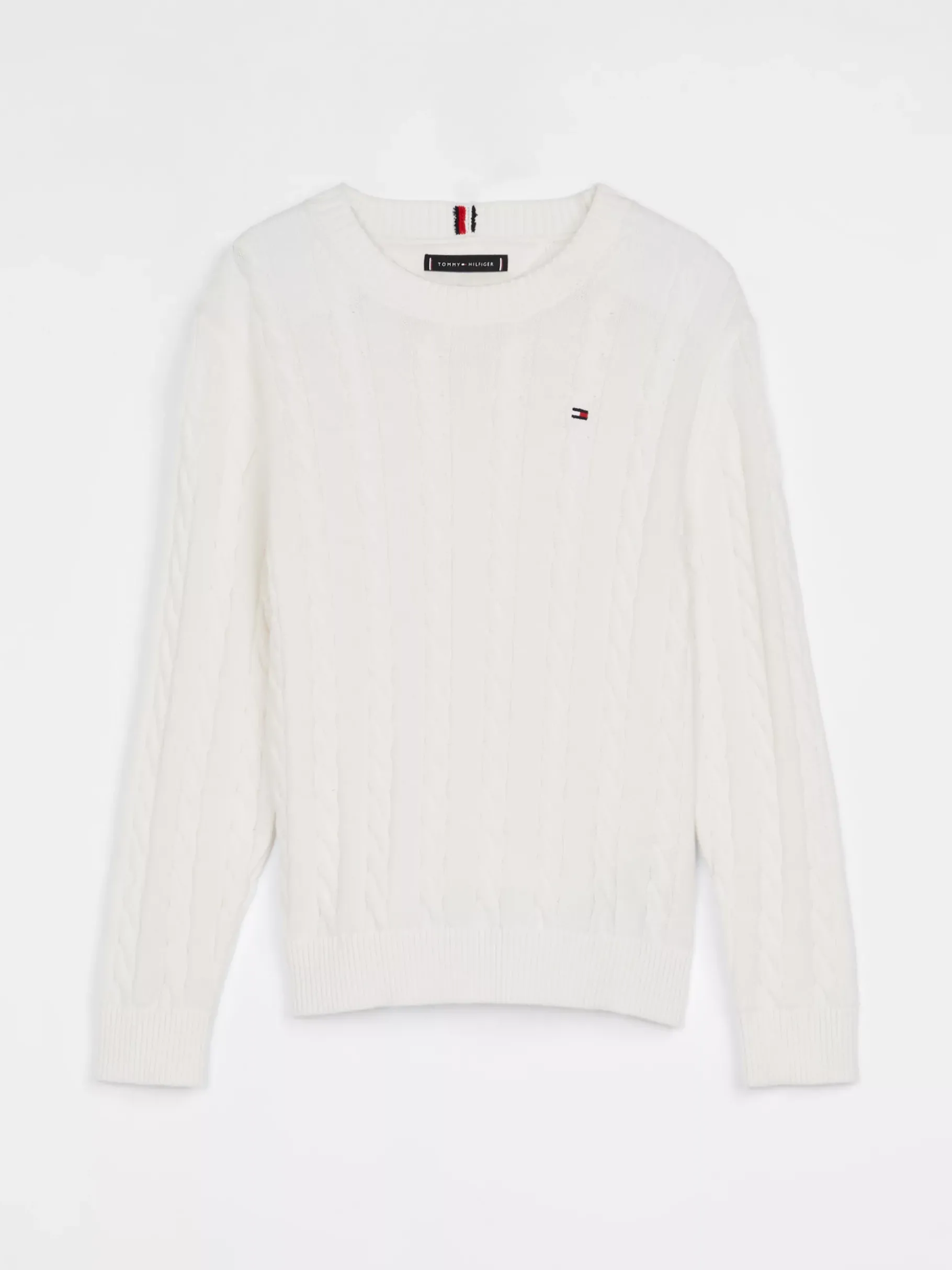 Tommy Hilfiger Zopfstrick-Pullover mit Rundhalsausschnitt IVORY PETAL Discount