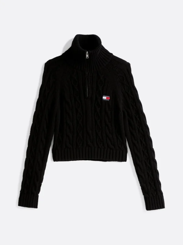 Tommy Hilfiger Zopfstrick-Pullover mit Wolle BLACK Hot