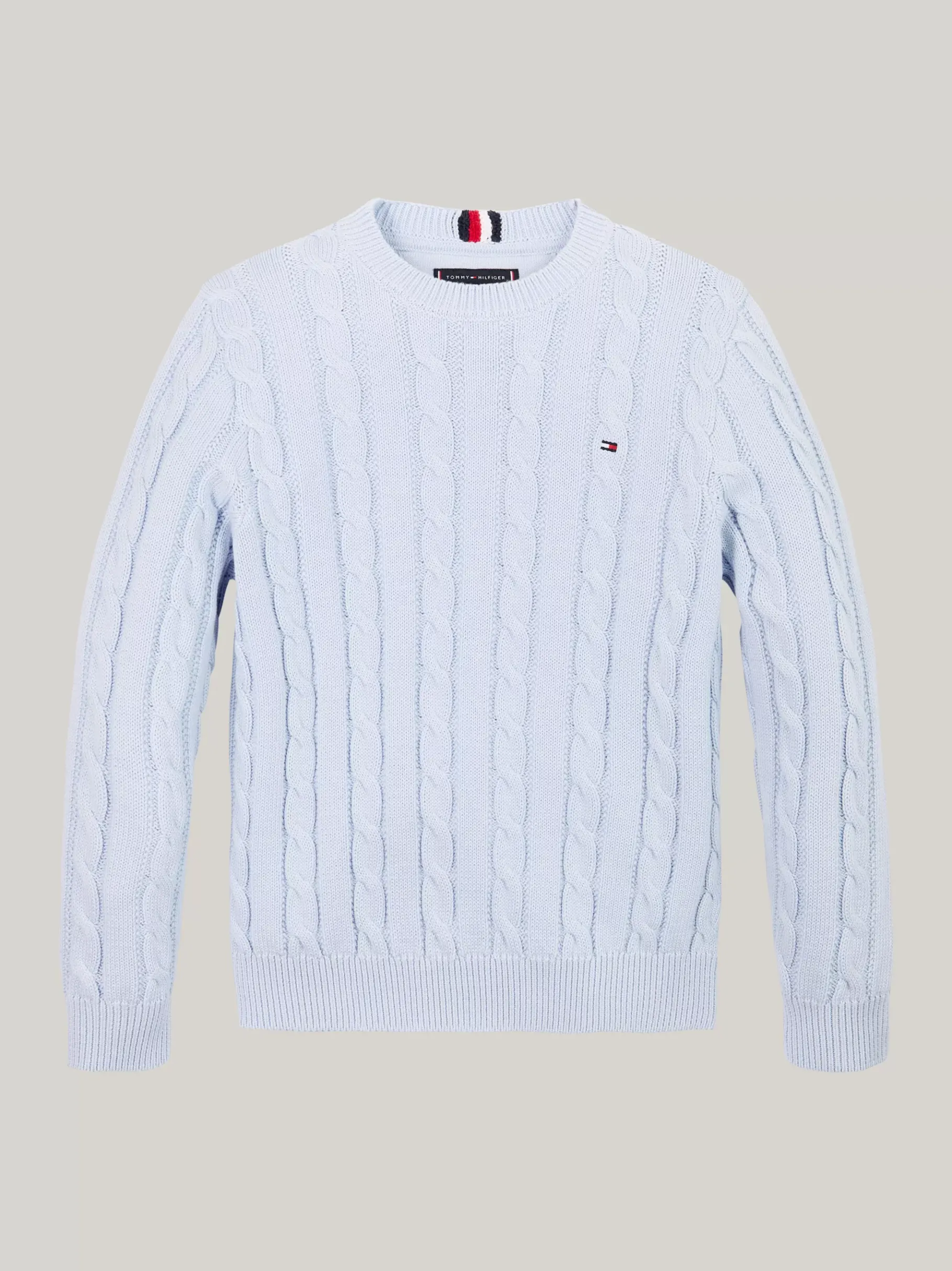 Tommy Hilfiger Zopfstrick-Pullover und Rundhalsausschnitt BREEZY BLUE Store