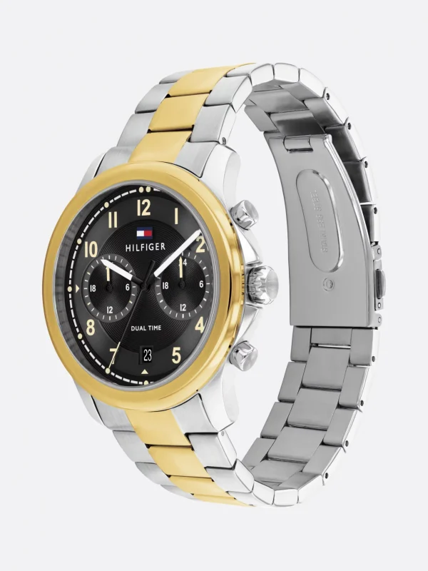 Tommy Hilfiger Zweifarbige Uhr mit schwarzem Zifferblatt TWO TONE Sale