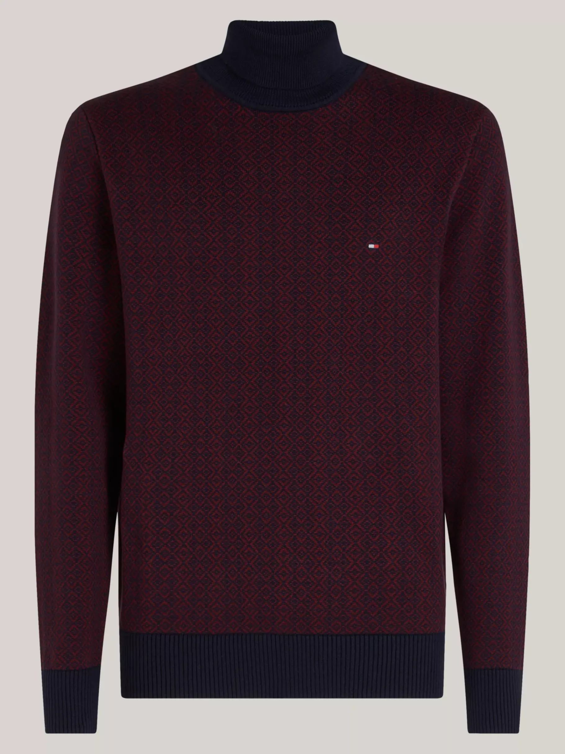 Tommy Hilfiger Zweifarbiger Fair Isle-Rollkragenpullover DEEP ROUGE / DESERT SKY Clearance