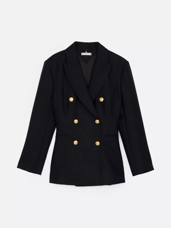 Tommy Hilfiger Zweireihiger Blazer aus reiner Wolle BLACK Online