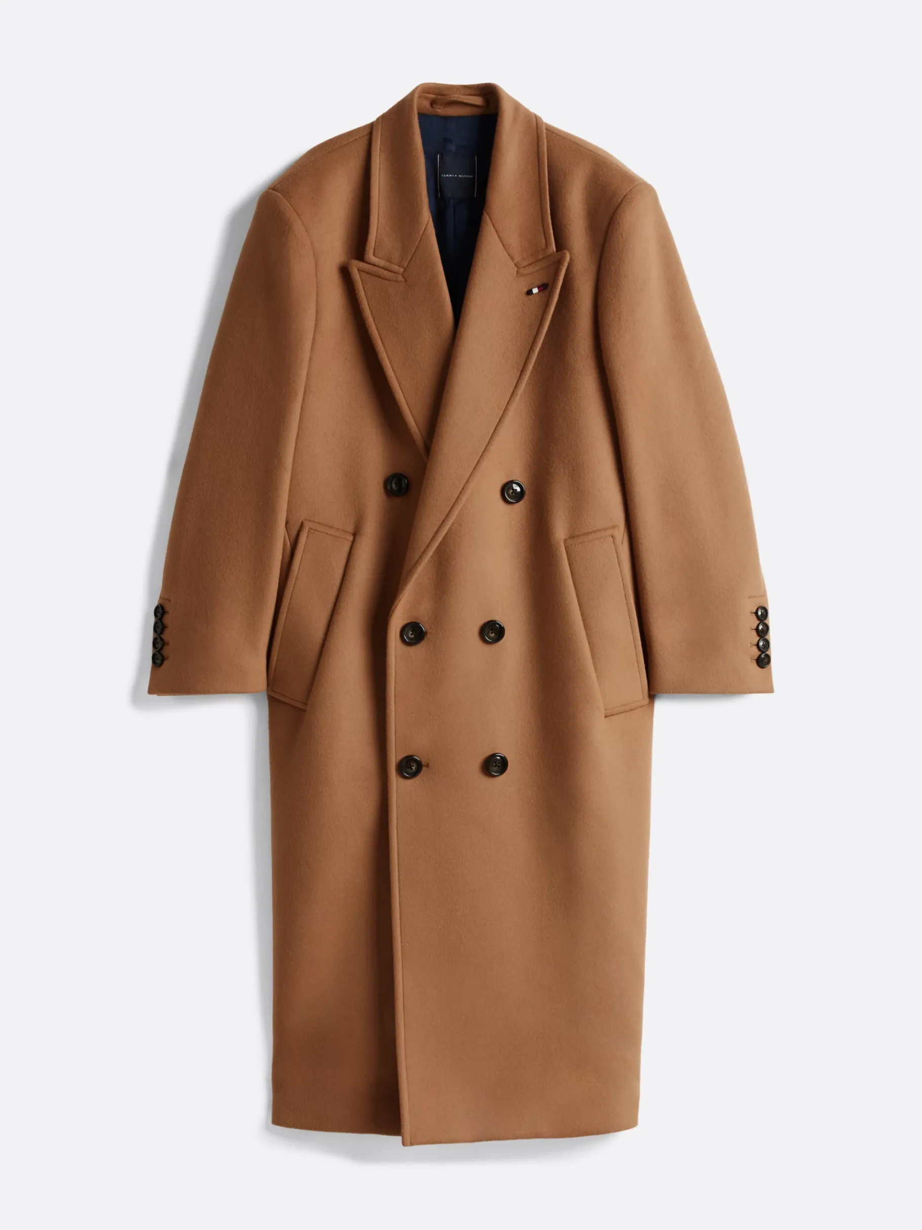 Tommy Hilfiger Zweireihiger Mantel mit hohem Wollanteil BROWN Store