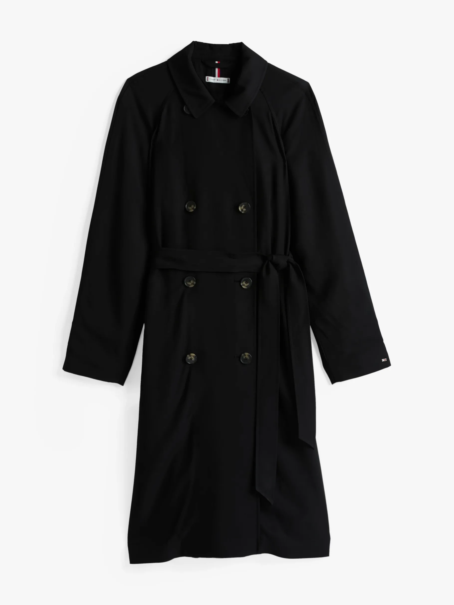 Tommy Hilfiger Zweireihiger Trenchcoat mit Gürtel BLACK Cheap